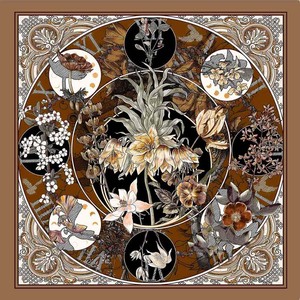 Vintage Botanical Medallion <b>Scarf</b> 70*70cm Polyester Satin <b>Square</b> Neck <b>Scarves</b> for Women Formal & Casual Styling - Product Image 3