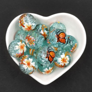 Gran fabricante de cuentas de vidrio verde grande, cuentas de vidrio pintadas a mano de 18mm con mariposa de agujero para la fabricación de joyas <span class=keywords><strong>Diy</strong></span>, cuentas al por mayor - Product Image 1