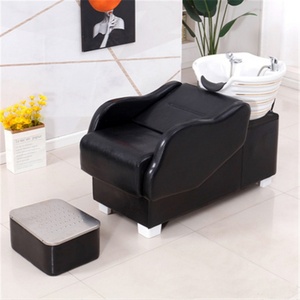 Kisen Offre Spéciale Mobilier de Salon Chaise de Lavage Confortable Noire et Blanche pour Coiffeur avec Bac en Céramique et Douchette - Product Image 5