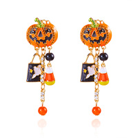 Nouvelles boucles d'oreilles pendantes Shiloh tendance, style européen et américain, pour Halloween, avec pendentif fantôme tête de citrouille créatif en alliage, cadeau pour femme