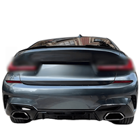 Diffuseur arrière noir brillant en ABS avec grandes sorties d'échappement carrées, compatible avec BMW Série 3 G20 2020-2022