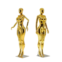 Mannequin féminin de luxe doré métallisé, corps entier, courbes BBL, pour présentation en boutique de détail, accessoires personnalisés