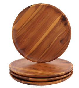 Bambu Artesanal Redonda Bandeja De Servir De Madeira Para Servir Alimentos Pequena placa De Madeira Para Mesa De Café Otomana Bandejas De Madeira Casa - Product Image 5