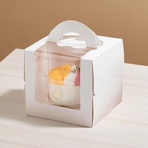 Boîte à gâteaux d'anniversaire de style coréen blanc portable de 4 pouces Laminage mat de fenêtre de 6 pouces et emballage de <span class=keywords><strong>mousse</strong></span> surélevée pour usage alimentaire - Product Image 4