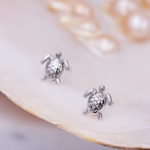Turtle <b>Stud</b> Earrings Tibetan <b>Silver</b> Animal Shape Distressed Color Women's Fashion Jewelry Gift Occasion - Product Image 2
