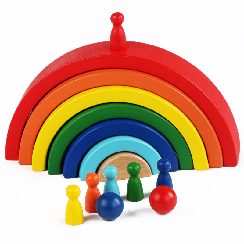 Blocs de construction arc-en-ciel 7 couleurs + petites personnes