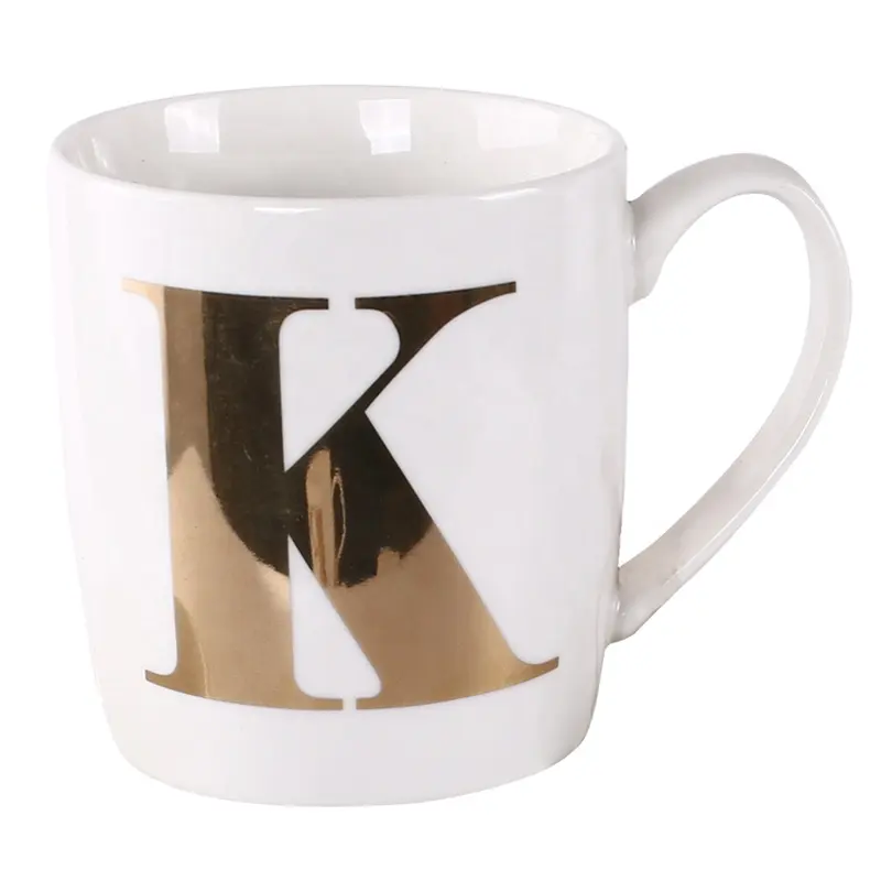 Letras personalizadas estampadas en oro, calcomanía nórdica de cerámica blanca para taza de café para amigos