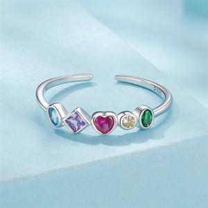 Bestseller bunte Finger billige Mädchen Ringe Sterling Silber minimalist isches Versprechen Modeschmuck verstellbaren Naturstein Ring - Product Image 5