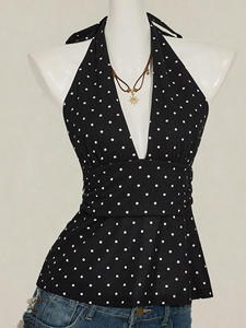 Viviblook Z316TP – débardeur d'été pour femmes, imprimé à pois, dos nu, sexy, élégant, pour dames - Product Image 3