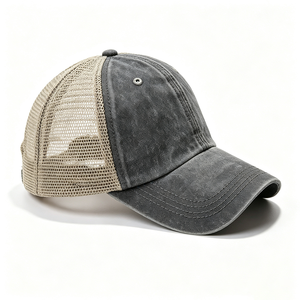 Gorra Trucker de Mezclilla Vintage Desgastada de Algodón con 6 Paneles, Malla Transpirable en la Parte Trasera, Sin Estructura, Ajustable - Product Image 4