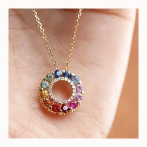 Collier pendentif Xinfly Fine Jewelry en or blanc 18 carats avec saphir arc-en-ciel et diamant - Product Image 1