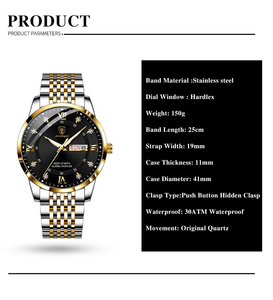<span class=keywords><strong>Montre</strong></span> Décontractée Chic pour Hommes POEDAGAR 836 en Acier Inoxydable Qualité Supérieure Luxe Lumineuse Date Jour Montres Sport de Poignet - Product Image 2