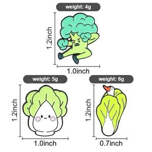 Broches et épingles en métal créatives et uniques en forme de légumes de dessin animé, mignonnes (chou, brocoli), accessoires en métal pour vêtements, vente en gros - Product Image 6