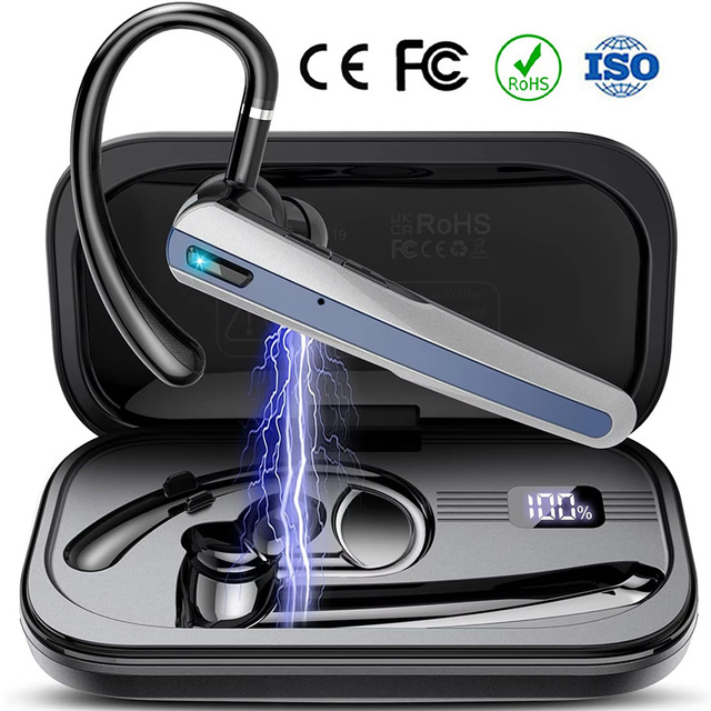 N19 ENC Noise Cancelling Single Ear Hook Bluetooth Headset Trucker Driver Worker Zoom Cellphone Handsfree Mic Wireless Earphone