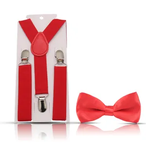 High Quality Red 3 Clips Elastic Suspenders For Kids Party Wedding