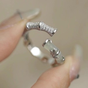 Bamboo Joint Ring For Women Open Index Finger Chinese Style Fashion Jewelry Light Colored Geometric Shape Gift - Product Image 4