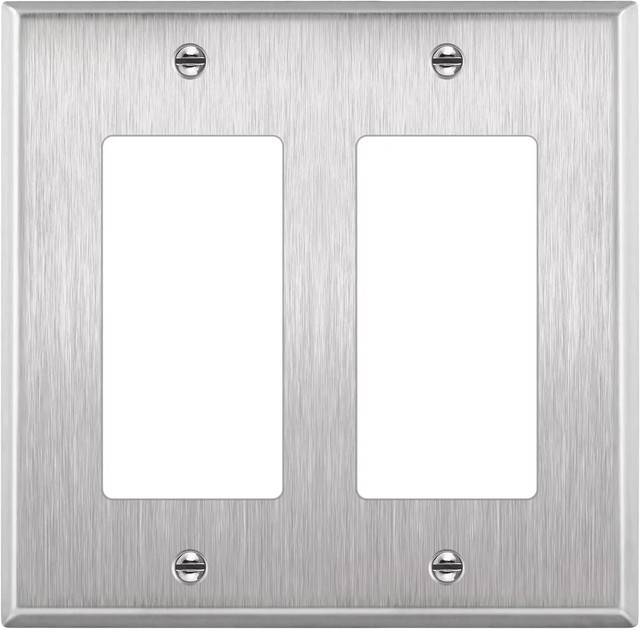 Dual Gang 20A Supported Stainless Steel Metal Wall Plate with 250V Max Voltage for US Use