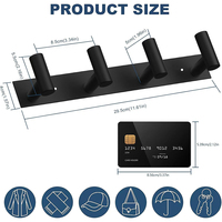 Colgador de pared de acero inoxidable para ropa, toallas, batas y abrigos, con 4 ganchos, para baño y cocina