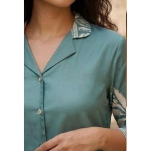 Tissu vert olive de qualité supérieure, finition lin doux, pour vêtements féminins, polyester, imprimé numérique, 100% polyester - Product Image 1