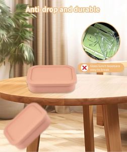 Boîte à bento haute capacité à 3 compartiments, étanche, sans BPA, en silicone de qualité alimentaire, pour conserver la fraîcheur, utilisable au micro-ondes et au lave-vaisselle - Product Image 3