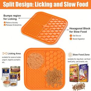 Tapis de léchage carré personnalisé avec ventouses pour chiens et chats, qualité alimentaire, lot de 2, gamelle anti-glouton pour animaux de compagnie - Product Image 3
