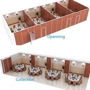 Aluminum Frame Sliding Folding Wooden Acoustic Movable Operable <strong>Partition</strong> <strong>Wall</strong> Customizable Finishes Temporary Mobile Divider - Product Image 6