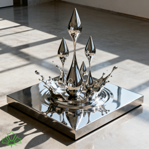 Sculpture en acier inoxydable poli miroir personnalisée Senzhao, sculpture en forme de goutte d'eau, art métallique abstrait moderne, statue pour décoration extérieure - Product Image 2