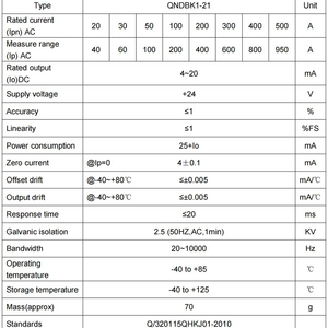 Hội trường hiện tại Cảm biến QNDBK1-21 30A 50A <span class=keywords><strong>100A</strong></span> 200A 400 500A/4-20mA 5V 10V hiện tại biến áp chia lõi hiện tại đầu dò hội trường - Product Image 3