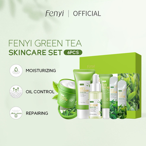 Cosmétiques - Sérum visage anti-âge et éclaircissant - Thé vert - Crème d'essence pour soins quotidiens de la peau - Ensemble avec de la niacinamide - Product Image 2