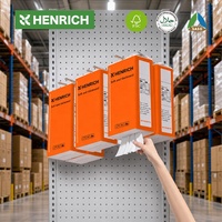 HENRICH Premium Lot de 3 paquets de mouchoirs faciaux suspendus, 3 plis, épaissis, à fixation murale, en pâte de bois vierge douce, pour importateurs mondiaux