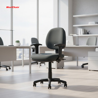 Chaise de travail ergonomique inclinable moderne avec dossier mi-haut en tissu pour bureau à domicile, hauteur réglable et design luxueux