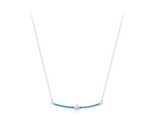 Ensemble de bijoux délicats en argent sterling 925 avec turquoise synthétique, comprenant un collier étoile, des boucles d'oreilles créoles et une bague, 3 pièces pour femmes - Product Image 3