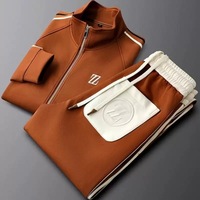 Ensemble de sport de loisirs H en coton 100% authentique blanc automne et hiver taille plus ensemble deux pièces nouvelle couleur bloc rayure latérale tissage