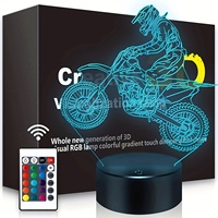 Lampe de chevet à commande tactile, design postmoderne, graphismes abstraits 3D en acrylique, illusion d'optique, support de lampe pour chambre avec base LED à intensité variable