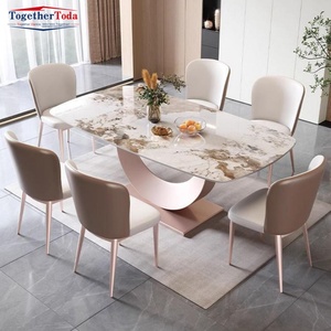 Table à manger moderne en marbre, design personnalisé, simple, durable et luxueuse, 6 places, pour repas de groupe, meubles de salle à manger - Product Image 2