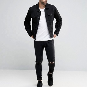 Chaqueta Casual <span class=keywords><strong>de</strong></span> <span class=keywords><strong>Mezclilla</strong></span> <span class=keywords><strong>Negra</strong></span> Lisa 100% Algodón Personalizable para <span class=keywords><strong>Hombre</strong></span>, Diseño <span class=keywords><strong>de</strong></span> Chaqueta Vaquera para <span class=keywords><strong>Hombre</strong></span>, Nueva Llegada <span class=keywords><strong>de</strong></span> Otoño - Product Image 4