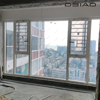 Ventana Abatible Moderna de Aluminio Directo de Fábrica con Barras de Seguridad Integradas, Protección Antirrobo, Barandilla para Uso en Hoteles y Exteriores