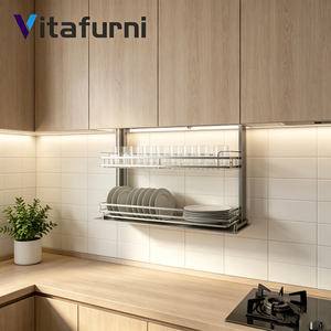 Sistema di Sollevamento Elettrico Vitafurni per Organizzare e Riporre Piatti, Cestello Estraibile Intelligente per Armadietti da Cucina <span class=keywords><strong>con</strong></span> Controllo Vocale - Product Image 1