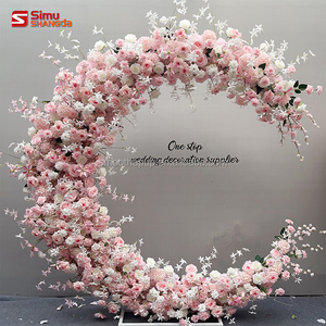 Décoration <span class=keywords><strong>de</strong></span> mariage : Arche florale demi-lune en soie rose, <span class=keywords><strong>fleurs</strong></span> <span class=keywords><strong>sauvages</strong></span> réalistes pour le <span class=keywords><strong>printemps</strong></span> - Product Image 2