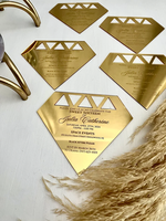 Carte-cadeau de mariage de diamant de fiançailles d'invité rustique, invitation de miroir de mariage, carte d'invitation acrylique