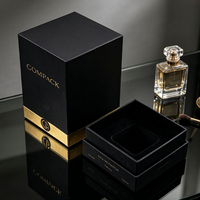 Boîte d'emballage de parfum personnalisée de luxe, boîte en carton rigide noir mat avec logo en relief estampé or