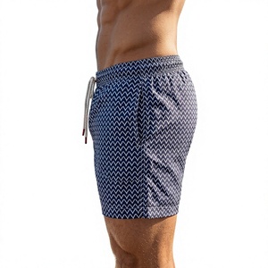 Short Geometric Print Swim <b>Trunks</b> Quick Dry Breathable Drawstring Shorts Regular Fit Spandex/Polyester Beachwear 1 Piece Front - Product Image 3