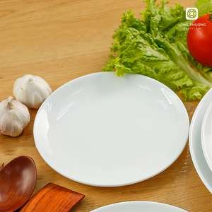 Plato de cena de cerámica redondo curvo hecho a mano, vajilla artesanal rústica vietnamita para el hogar y el restaurante - Product Image 1