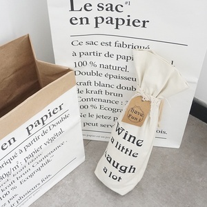 Sinh thái thân thiện tái sử dụng túi tùy chỉnh in ấn logo đóng gói chai rượu vang vải dây kéo túi - Product Image 5