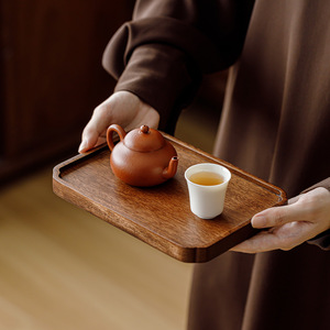 Walnut Wood Tea <b>Tray</b> <b>Small</b> Solid Wood Serving <b>Tray</b> For Tea Set Storage Household Use - Product Image 1