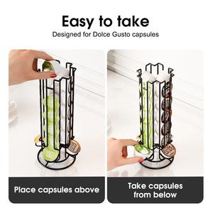 Soporte Giratorio de Acero Inoxidable para 24 Cápsulas de Café <span class=keywords><strong>Dolce</strong></span> <span class=keywords><strong>Gusto</strong></span>, para el Hogar o la Oficina, Almacenamiento y Limpieza de Vajilla - Product Image 3