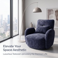 Fauteuil pivotant moderne en tissu bleu marine, fauteuil d'appoint rembourré avec base pivotante, fauteuil d'appoint pour la maison et l'hôtel