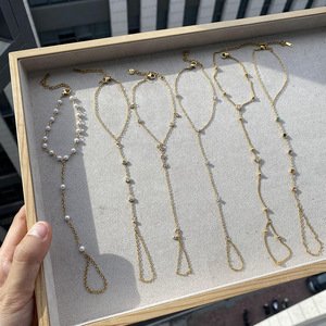 Bracelets chaîne connectés en acier inoxydable plaqué or 18 carats avec zircons colorés, inaltérables, pour femmes - Vente en gros à prix réduit - Product Image 5