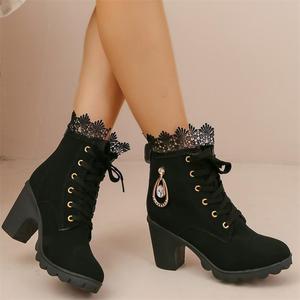 Bottes pour femmes en gros directement de l'usine, bottes en strass pour l'automne et l'hiver, bottes à talons hauts pour femmes, bottes tendance - Product Image 4