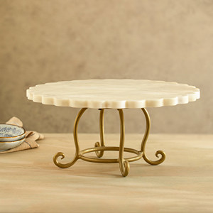 Soporte de servidor de pastel de diseño premium con acabado de calidad superior y usos ocasionales con patas redondeadas doradas en nuevo estilo - Product Image 3